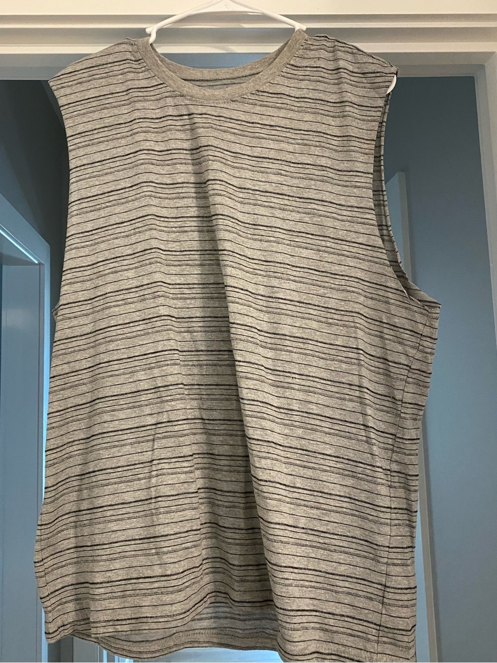 Red Camel Gray Striped Muscle Tank Top